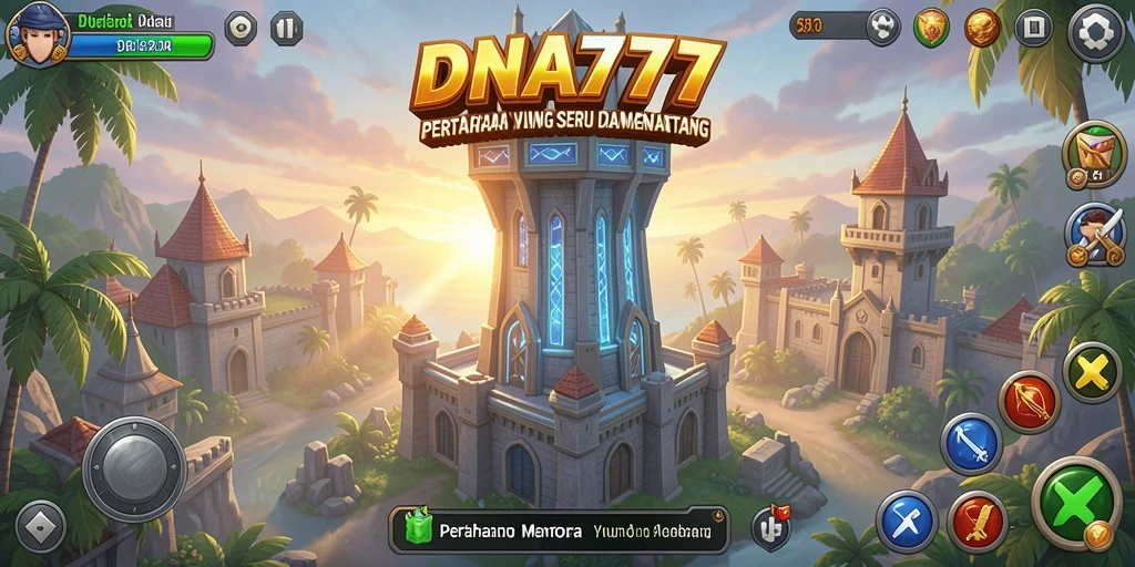 Tampilan menarik gameplay Tower Defense dengan menara dan musuh.